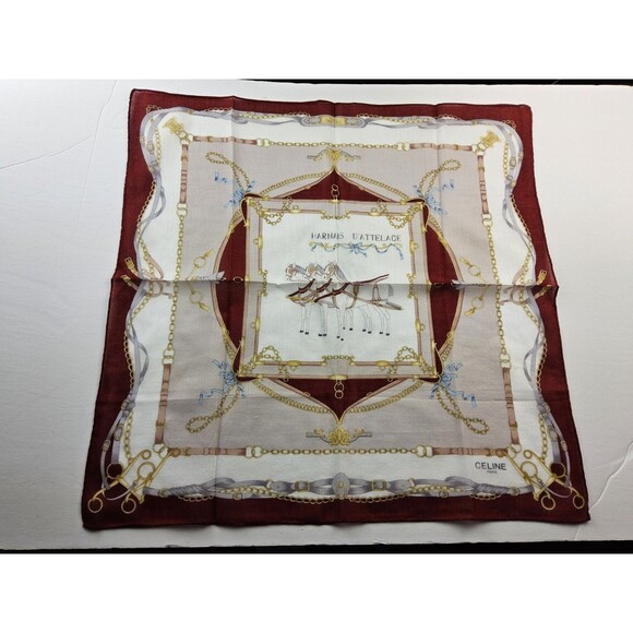 Celine Paris Cotton Handkerchief Neckerchief Bandana Scarf - Picture 1 of 5